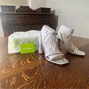Sam Edelman Shiny Silver Block Heels